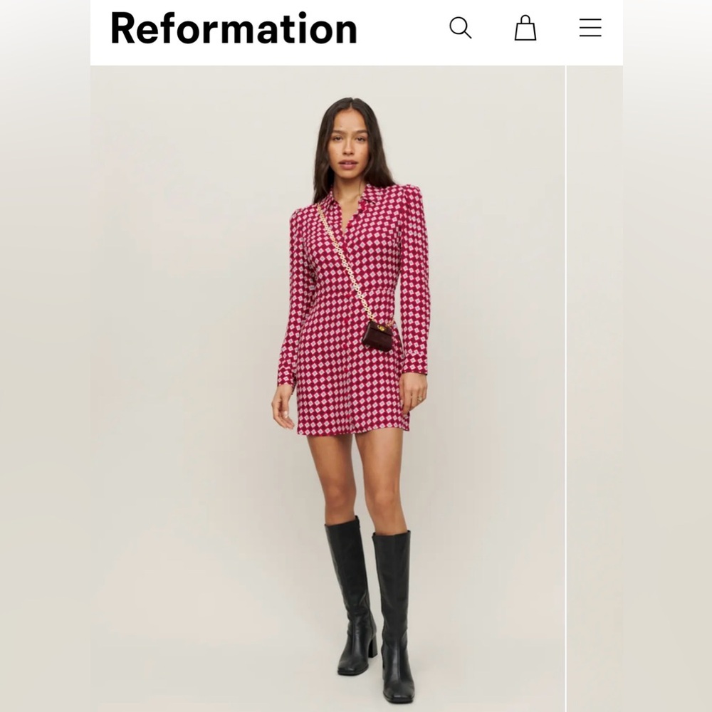 Reformation Geometric Button Up Dress